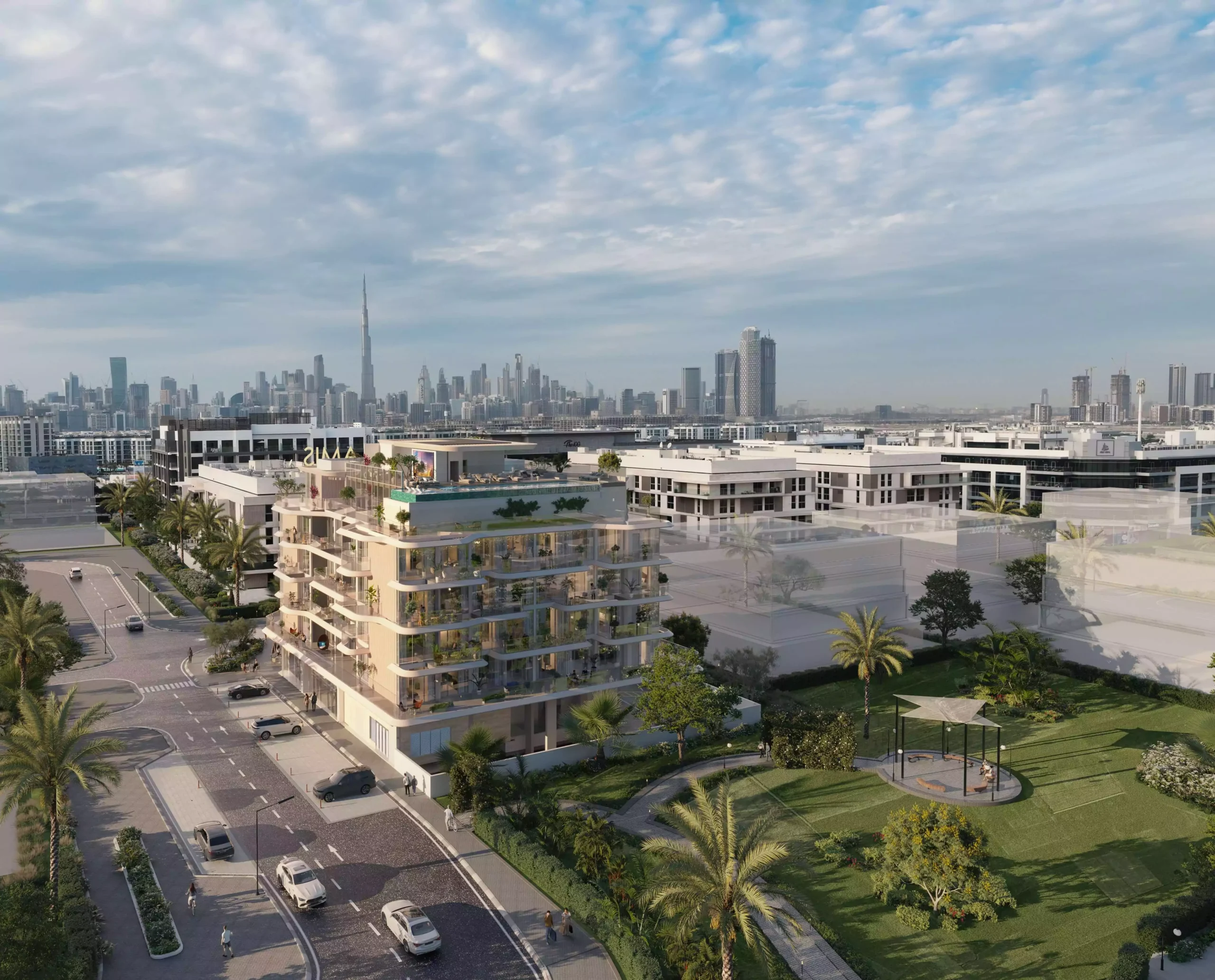 Woodland Crest in Meydan with the Downtown Dubai skyline beyond