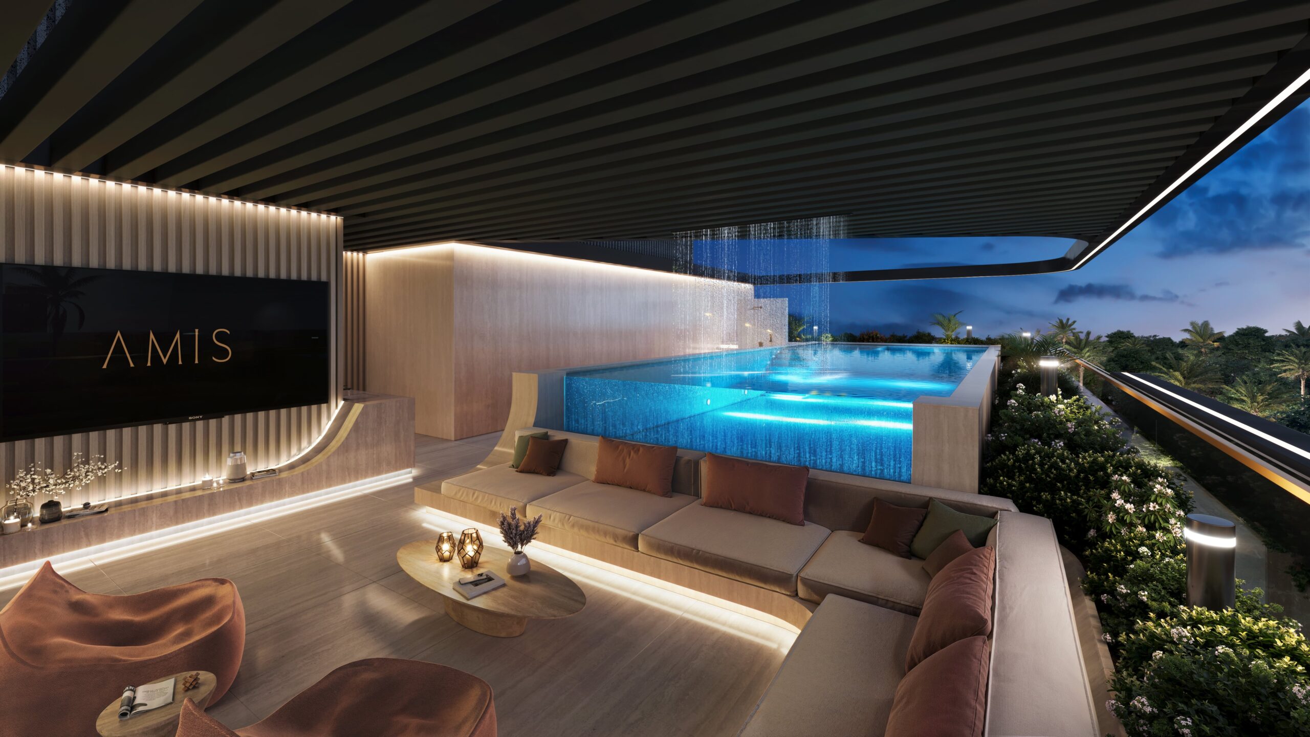 Outdoor cinema on the rooftop