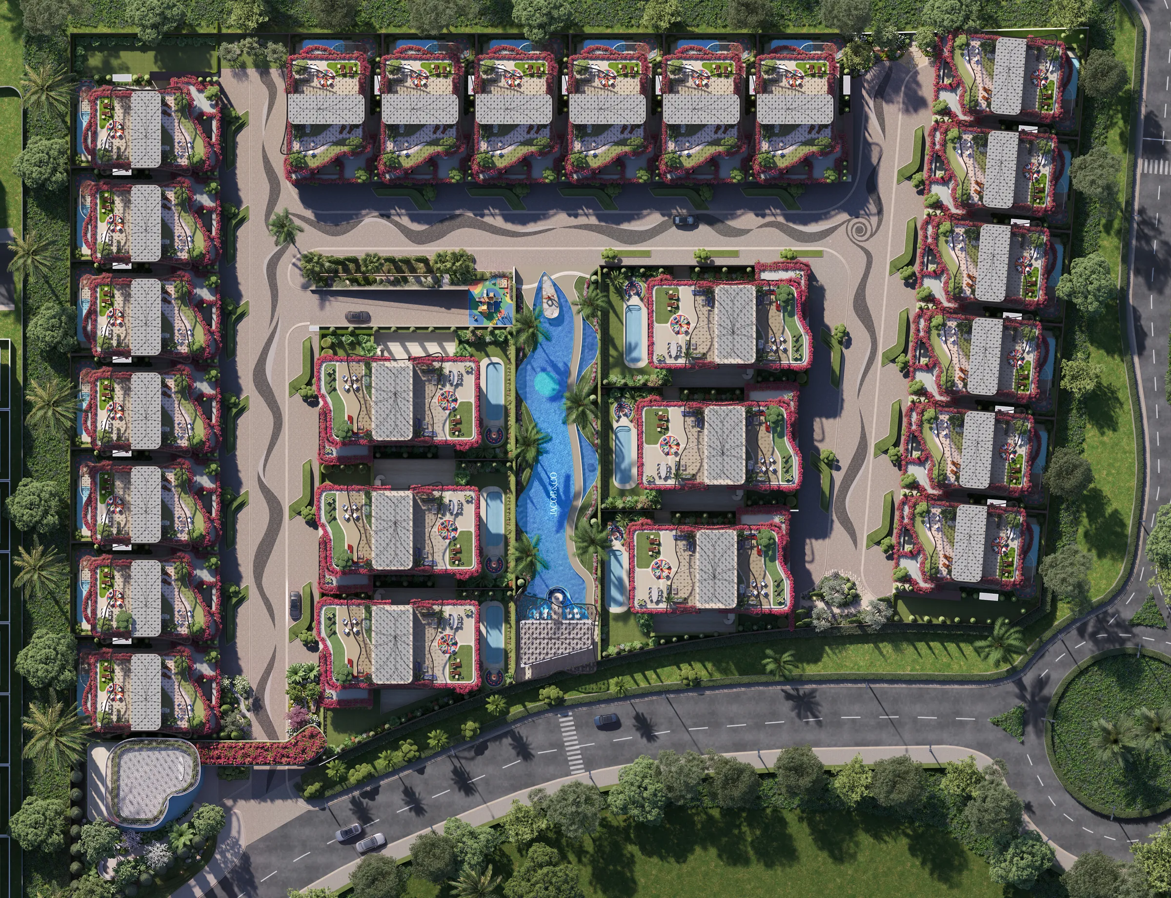 Fleurs de Jardin community masterplan, aerial view